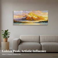 Golden Peak Scenery Painting Light Elegant Design Sunlit Mountain Wall Picture Crisp Printing Large Landscape Picture for Living Room
