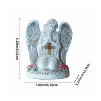 Kneeling Angel Figurine Weatherproof Angel Statue with Lantern Elegant for Grave