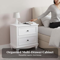 Narrow Design 2-Drawer Nightstand European design Bedside Table Fully Assembled Bedroom Furniture Easy Assembly for Apartment Dwellers, Students, Dorm Room, Nursery, Entryway, Office