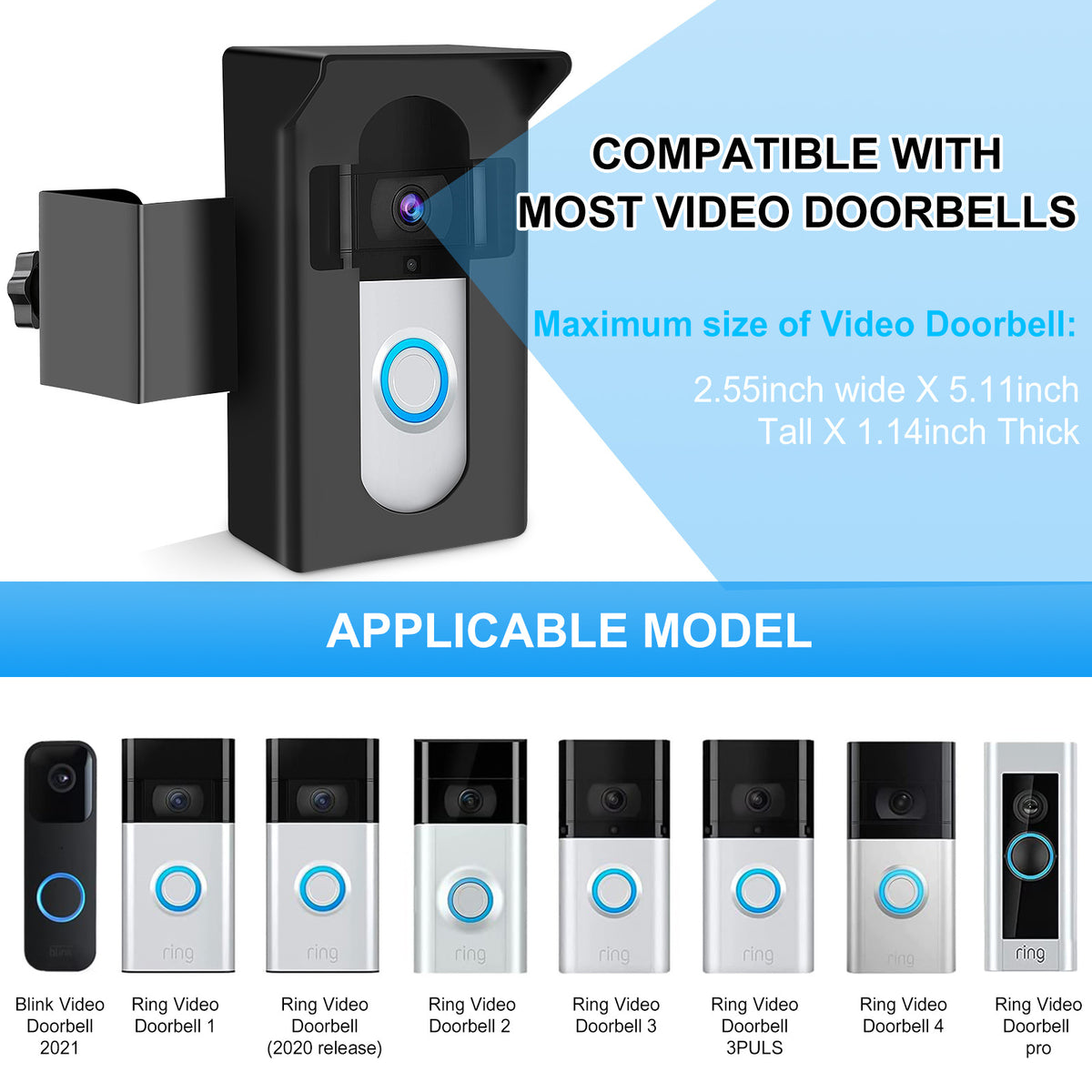Metal Doorbell Mount Bracket with Visor