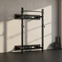 Wall-Mounted Squat Rack Space-Saving Folding Squat Rack Compact Fitness Equipment for Home Gym Owners, Strength Training