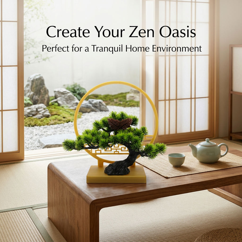 Artificial Bonsai Tree Fake, Traditional Chinese Decor, Low Maintenance Greenery, Decorative Screen for Coffee Table, Home Office Display