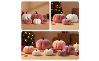 12 Pieces Velvet Pumpkins Thanksgiving Textile Pumpkins Soft Ornaments for Halloween