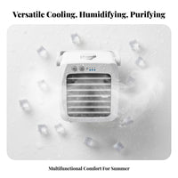 Mini Water-Based Chiller Cools & Humidifies Portable Air Chiller Fan Humidifier Function USB Desk Fan for Students, Office Workers, Dorm Room, Bedroom
