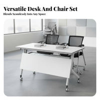 Folding Training Table Foldable Top Training Table Space-Saving Mobile Fold-over Desk for Educators, Event Planners, Classroom, Meeting Room