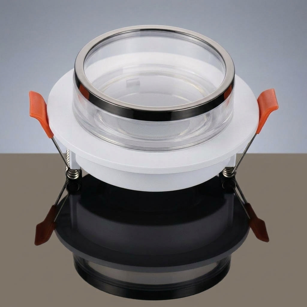 Acrylic GU10 LED Recessed Mounting Frame, Electroplated Tilt Interior Lighting for Home, Ø91*45mm Ceiling Downlight with GU10 Sockets, 1 Pack