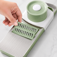 Mandoline Vegetable Slicer, 5-in-1 Vegetable Cutter with Stainless Steel Blades, Precision Grater for Salads & Raw Food Platters, White/Silver