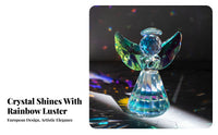 Faceted Glass Angel European Design Spectral Angel Statue Reflects Iridescent Display House Decoration for Collectors, Mom, Living Room, Hotel