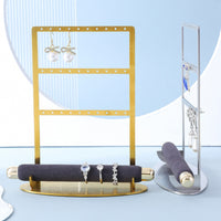 Freestanding Jewelry Display Stand Hanging Holes Earring Holder Cushioned Rod Finger Adornment Holder Oval Base