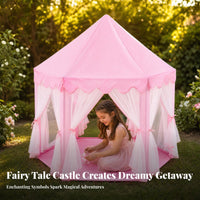 Six-Sided Hexagonal Play Tent Transparent Curtains Princess Play Tent Pointed Roof Toy Shelter Decorative for Children