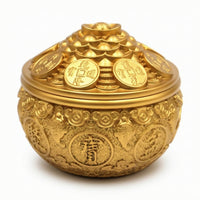 Treasure Basin luck Treasure Bowl Golden Basin with Lid for Collectors, Entryway