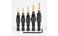 6 Pieces Titanium-Plated Countersink Drill Bit Set Tapered Wood Countersink Drill Bit Industrial-Grade Tool Wear Resistant for Woodworkers, Woodworking