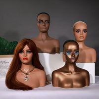 PVC Female Mannequin Head with Shoulders for Wig and Jewelry Display