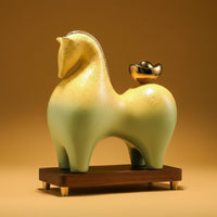 Ideal Opening Gift Chinese Wealth Horse Ornament Auspicious Color New Chinese Design Decor Creative Design Good Luck Horse Sculpture for Business Owners, Office, Living Room, Display Shelf, Shop Entrance