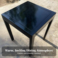 Chinese Design Square Table and Backless Stool Set Tavern Design Bar Furniture Black Finish Breakfast Nook Sturdy Construction for Restaurant Owners, Interior Designers, Homeowners, Nightclub, Dining Room, Small Areas, Kitchen