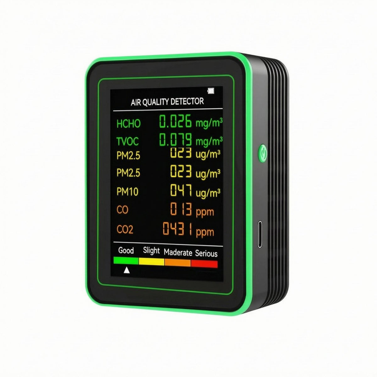 Portable Air Quality Monitor Rechargeable Battery Handheld Air Quality Monitor Home Gadget Color Display Rectangular