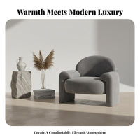 Modern Minimalist Design Upholstered Club Chair Soft Upholstery Rounded Accent Chair Luxurious Cushioning Single Sofa High-Density Foam Cushion for Decor Enthusiasts, Business Owners, Reception Area, Living Room, Bedroom, Reading Nook