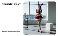 7 Pieces Christmas Bunny Girl Costume Faux Trim Red Bunny Cosplay Set