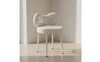 Cream Design Bow Back Makeup Chair Light Luxury Design Cute Bowknot Chair Soft Upholstery Bedroom Furniture for Girls