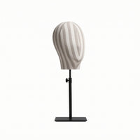 Adjustable Head Display Form textileCovered Hat Display with Metal Stand Easy to Assemble Manikin Head with Square Base Heavy Duty for Closet Organization