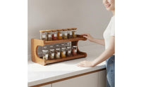 3-Tier Bamboo Seasoning Rack Space Saving Bamboo Seasoning Rack Countertop Seasoning Holder Easy to Clean Kitchen Organizer