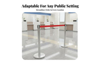 Weighted Base Retractable Belt Stanchion Heavy Duty Stainless Steel Stanchion 4-Way Connection Retractable Belt Barrier for Event Organizers, Security Personnel, Business Owners, Airports, Events, Exhibitions, Hotels