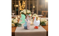 Girl and Goose Figurines Easy to Display Seated Girl with Goose Ornaments Smooth Finish Fairy Garden Animal Decors for Bonsai