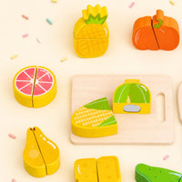 Wooden Fruit Cutting Set Fine Motor Skills Sliceable Play KitchenSet  Wood Wooden Cutting Toy for Children
