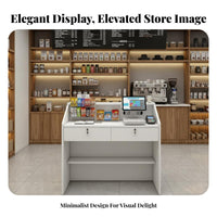 Compact Design Small Currency Ier Desk Sturdy Construction Retail Checkout Counter Easy to Clean Small Currency Ier Table Scratch Resistant for Receptionists, Business Owners, Office Reception, Boutique, Medical Office, Restaurant