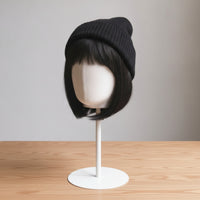 Mannequin Head with Metal Base Pin-Compatible Styling Head Stand textileCovered Hairpiece Stand for Hair Salons