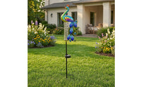 Decorative Peacock Rain Gauge Stake Outdoor Rain Gauge with Solar Light Waterproof Yard Ornament Metal for Homeowners