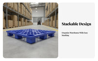 Grid Top Forklift Pallet Dampness-Resistant Pallet Sturdy 9 Leg Skid for Logistics Managers, Warehouse Workers, Distribution Center