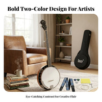Two-Tone Finish Rosewood Resonator Banjo Chrome Hardware 5-String Banjo White Drumhead