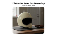 Retro Full-Coverage Helmet 3C Certified Retro Full Face Helmet Small Shell Design Vintage Motorcycle Headwear for Men, Women, Cruising