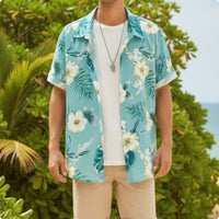 Printed Short-Sleeve Button-down Shirt Casual Button-Front Shirt Comfortable Apparel Versatile for Summer