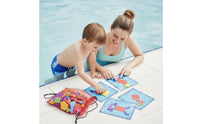 Waterproof Pool Puzzle with Challenge Cards Educational Underwater Puzzle Geometric Game Set with Mesh Bag Submersible for Children, Swimmers, Families, Swim Lessons, Backyard