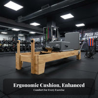 5 Pieces 5 Piece Pilates Reformer Kit Oak Wood Frame Wooden Pilates Reformer Core Training Overhead Bar Table for Fitness Professionals, Adults, Gyms