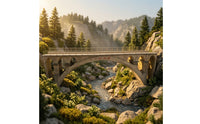 Plastic and Cardboard Arched Bridge Model with Instructions 1:87 HO Scale Bridge Kit Assembly Required Paintable for Modelers, Train Layouts