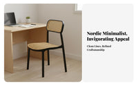 Minimalist Design Woven Backrest Chair Easy to Clean Seating Furniture Anti-Slip Foot Pads Floor Protection for Interior Designers, Restaurant Owners, Dormitory, Study Room, Home Office, Kitchen