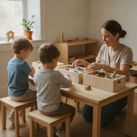 5 Pieces Wooden Boxes with Handles Farmhouse Rustic Nesting Box Sensory Play Trays Space-Saving for Children, Playrooms