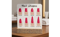 Rhinestone Nail Shape Chart Printed Acrylic Nail Display Stand Decorative Clear Acrylic Display for Manicurists
