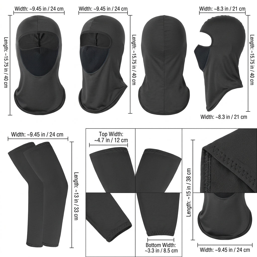 Face Scarf with Sleeves Set for, Lightweight for Bike Riding and Mountain Biking, Unisex Moisture Wicking Polyester