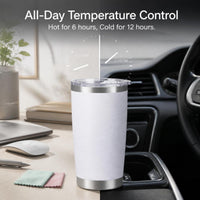 20oz Sublimation Stainless Steel Car Tumbler with Lid, Double-Wall Vacuum Insulated Travel Mug for Hot & Cold Drinks