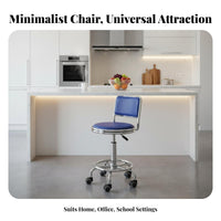 Rolling casters Adjustable Round Stool with supportrest Space-Saving Lowspine rotate Stool Padded Seat Task Chair Comfortable padding for Office Workers, Salon Professionals, laboratory, Kitchen, Workshop, medical facility
