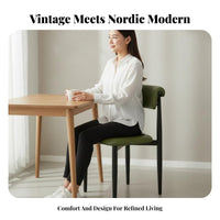 French Retro Design Upholstered Low-Back Chair Solid Wood Legs Textile Dining Chair Wabi-Sabi Aesthetic Accent Seating Modern Minimalist Design for Interior Designers, Restaurant Owners, Kitchen, Living Room, Home Office, Bedroom