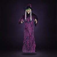 Sound Activated Hanging Witch Ghost indoor/outdoor Witch Ghost with Light-up Eyes Easy to Install Animated Halloween Prop Battery Powered for Haunted Houses, Entryways