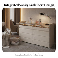 Modern Design Dressing Table with Lighted Mirror and Side Cabinet Large Storage Capacity Lighted Vanity Set Integrated single Makeup Desk Glass Door Display for Women, Teenagers, Teens, walk-through Closet