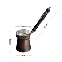 Mother-of-Pearl Inlay Handmade Copper Cezve Oxidized Finish Turkish Cezve Silver Interior Turkish Coffee Pot Long Angled Handle