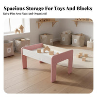 Rounded Corners Building Block Table with Storage Double-Sided Tabletop Multifunctional Kids Activity Table Convertible Learning Desk for Children, Toddlers, Preschoolers, Playroom, Nursery, Daycare, Classroom