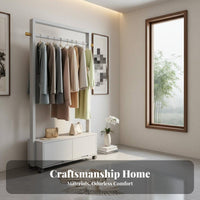 Stable Frame Rolling Clothing Rack Portable Mobile Clothes with Storage Cabinet Easy Assembly High Load Capacity for Apartment Dwellers, Homeowners, Bedroom, Entryway, Dressing Room, Retail Shop